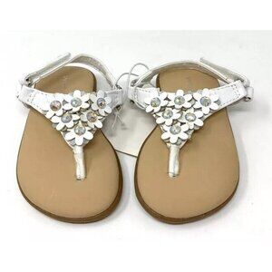 Wonderkids‎ Baby 3D Floral Faux Rhinestone Sandals Adjustable Strap White Size 3